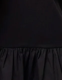 Ruffle T-shirt Mini Jurk Zwart