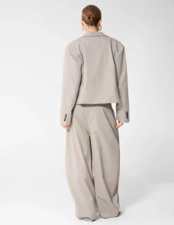 Ruiten Cropped Blazer Lichtgrijs