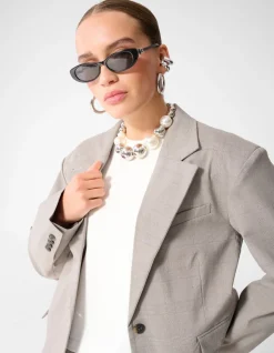 Ruiten Cropped Blazer Lichtgrijs