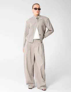 Ruiten Cropped Blazer Lichtgrijs