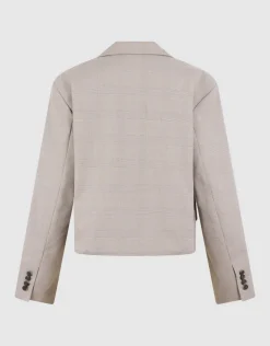 Ruiten Cropped Blazer Lichtgrijs