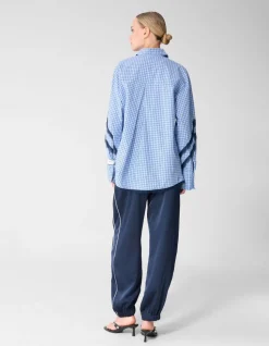 Satijnen Contrast Jogger Donkerblauw
