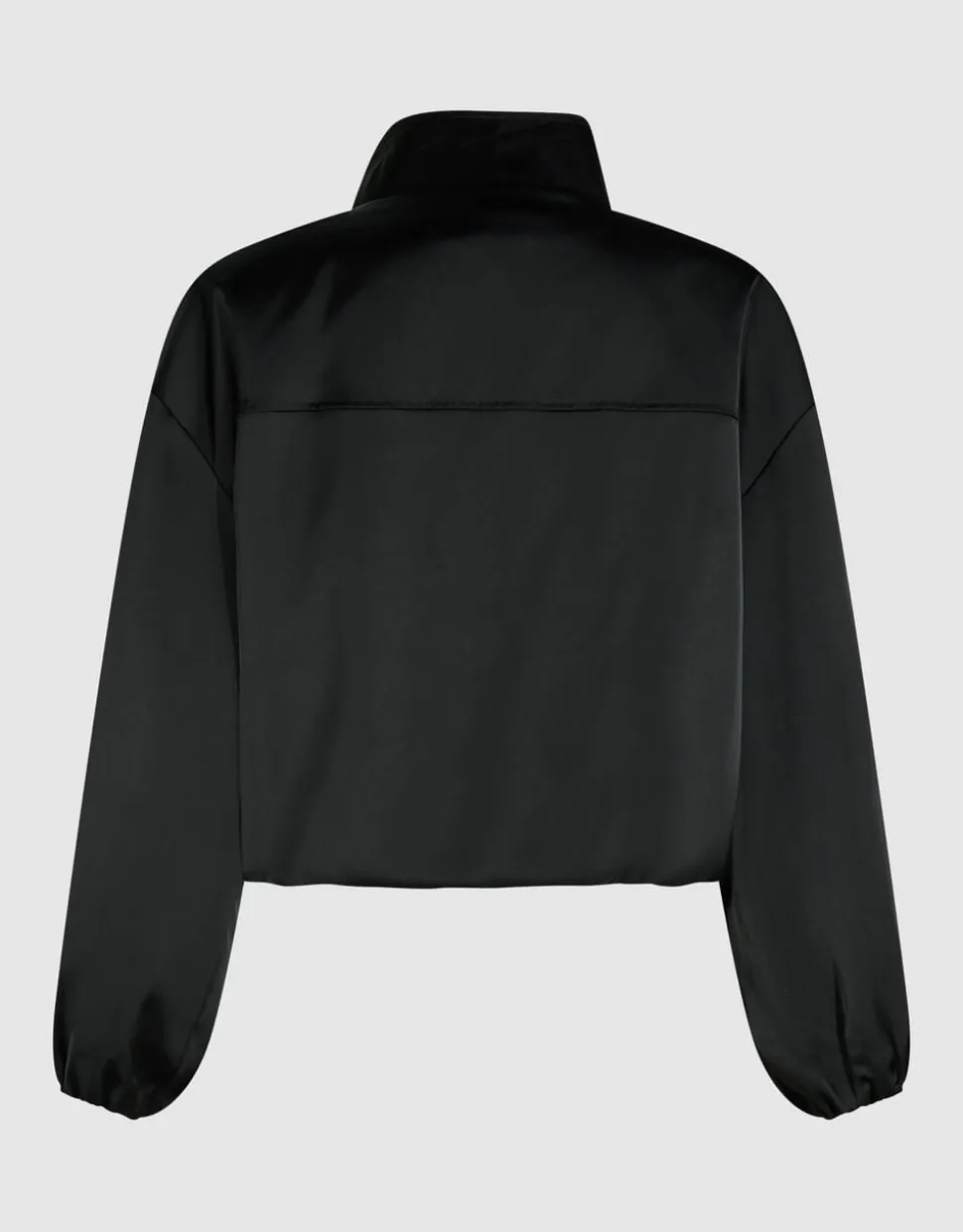 Satijnen Half Zip Top Zwart