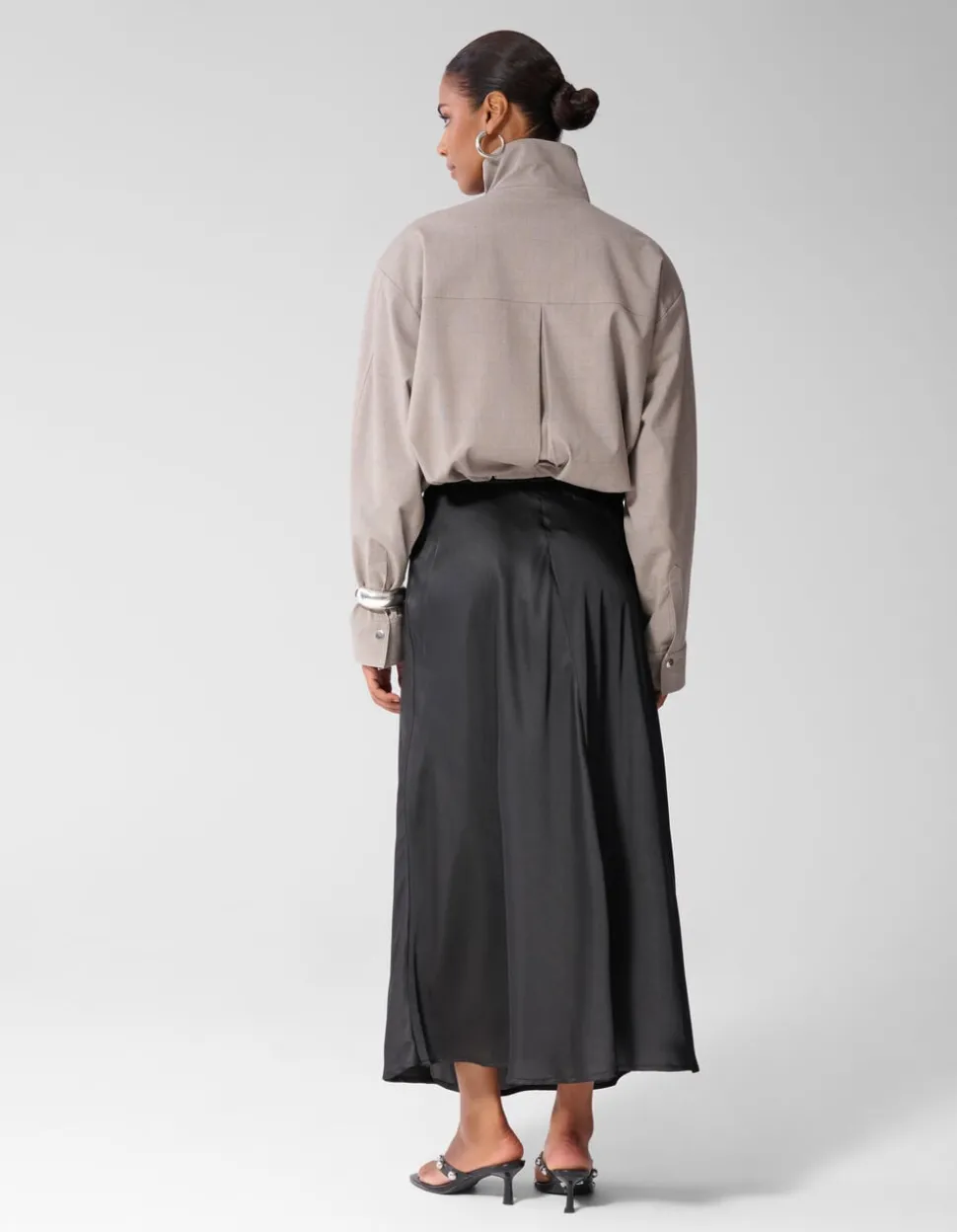 Satijnen Maxi Rok Zwart