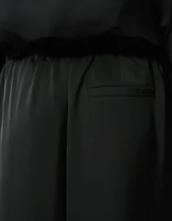 Satijnen Wide Leg Fit Broek Zwart