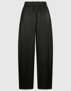 Satijnen Wide Leg Fit Broek Zwart