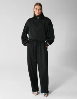 Satijnen Wide Leg Fit Broek Zwart