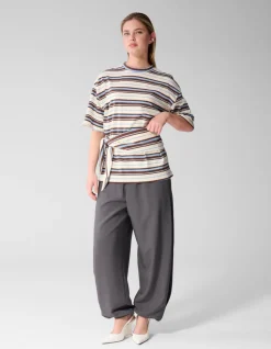 Scarf Striped T-shirt Gebroken Wit