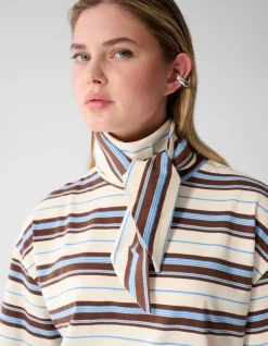 Scarf Striped T-shirt Gebroken Wit