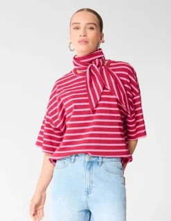 Scarf Striped T-shirt Roze/Rood