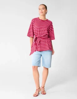 Scarf Striped T-shirt Roze/Rood