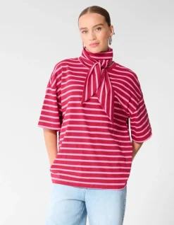 Scarf Striped T-shirt Roze/Rood