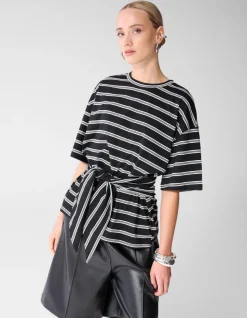 Scarf Striped T-shirt Zwart/Wit