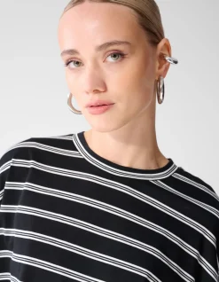 Scarf Striped T-shirt Zwart/Wit