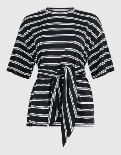 Scarf Striped T-shirt Zwart/Wit