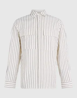 Seersucker Pinstripe Overhemd Gebroken Wit