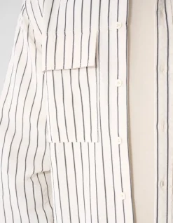 Seersucker Pinstripe Overhemd Gebroken Wit