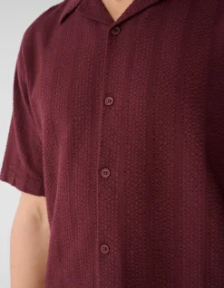 Seersucker Stripe Overhemd Donkerrood