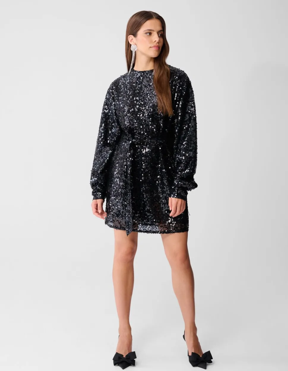 Sequin Mini Jurk Zwart