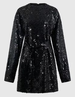 Sequin Mini Jurk Zwart