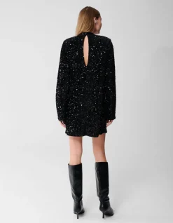 Sequin Mini Jurk Zwart
