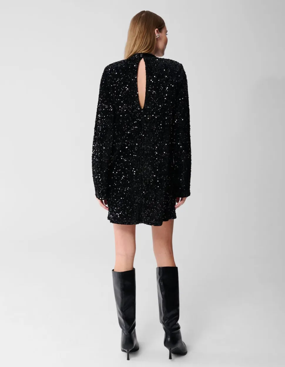 Sequin Mini Jurk Zwart