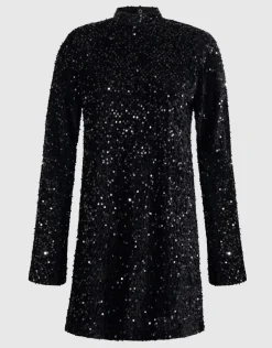 Sequin Mini Jurk Zwart