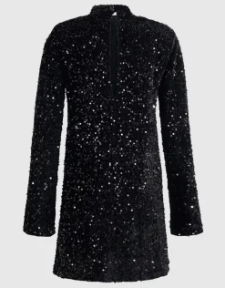 Sequin Mini Jurk Zwart
