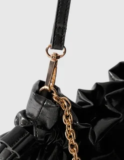 Shiny Chain Clutch Donkergrijs