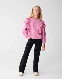 Shiny Heart Wide Leg Fit Jeans Zwart