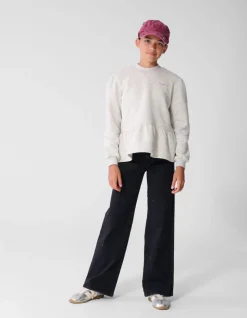 Shiny Wide Leg Fit Jeans Zwart