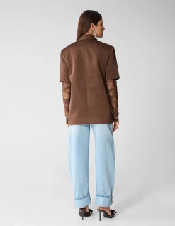 Short Sleeve Blazer Donkerbruin