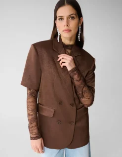 Short Sleeve Blazer Donkerbruin