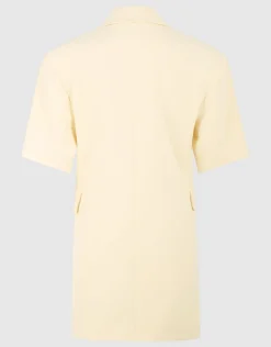 Short Sleeve Blazer Mini Jurk Lichtgeel