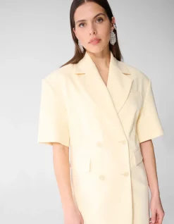 Short Sleeve Blazer Mini Jurk Lichtgeel