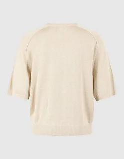Shortsleeve Gebreide Glitter Trui Zand
