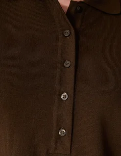 Shortsleeve Gebreide Polo Bruin