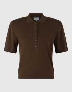 Shortsleeve Gebreide Polo Bruin