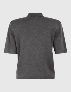 Shortsleeve Gebreide Polo Donkergrijs