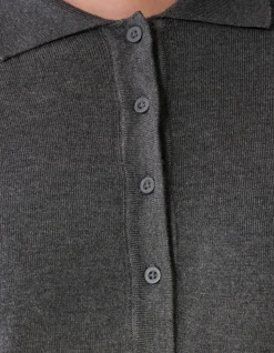 Shortsleeve Gebreide Polo Donkergrijs