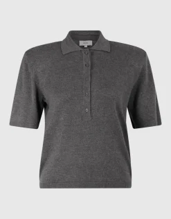 Shortsleeve Gebreide Polo Donkergrijs