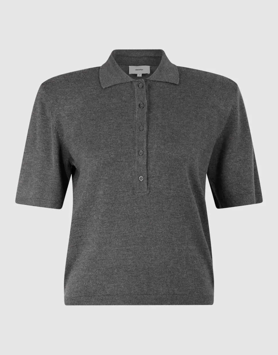 Shortsleeve Gebreide Polo Donkergrijs