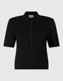 Shortsleeve Gebreide Polo Zwart