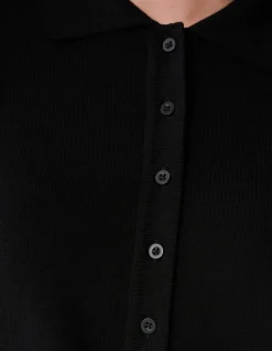 Shortsleeve Gebreide Polo Zwart