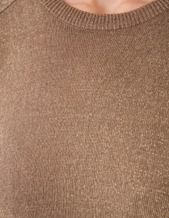 Short Sleeve Glitter Trui Bruin