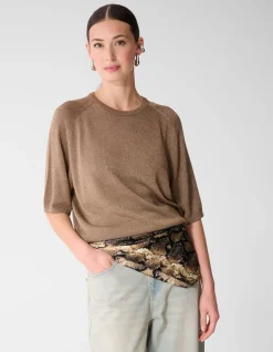Short Sleeve Glitter Trui Bruin