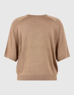 Short Sleeve Glitter Trui Bruin