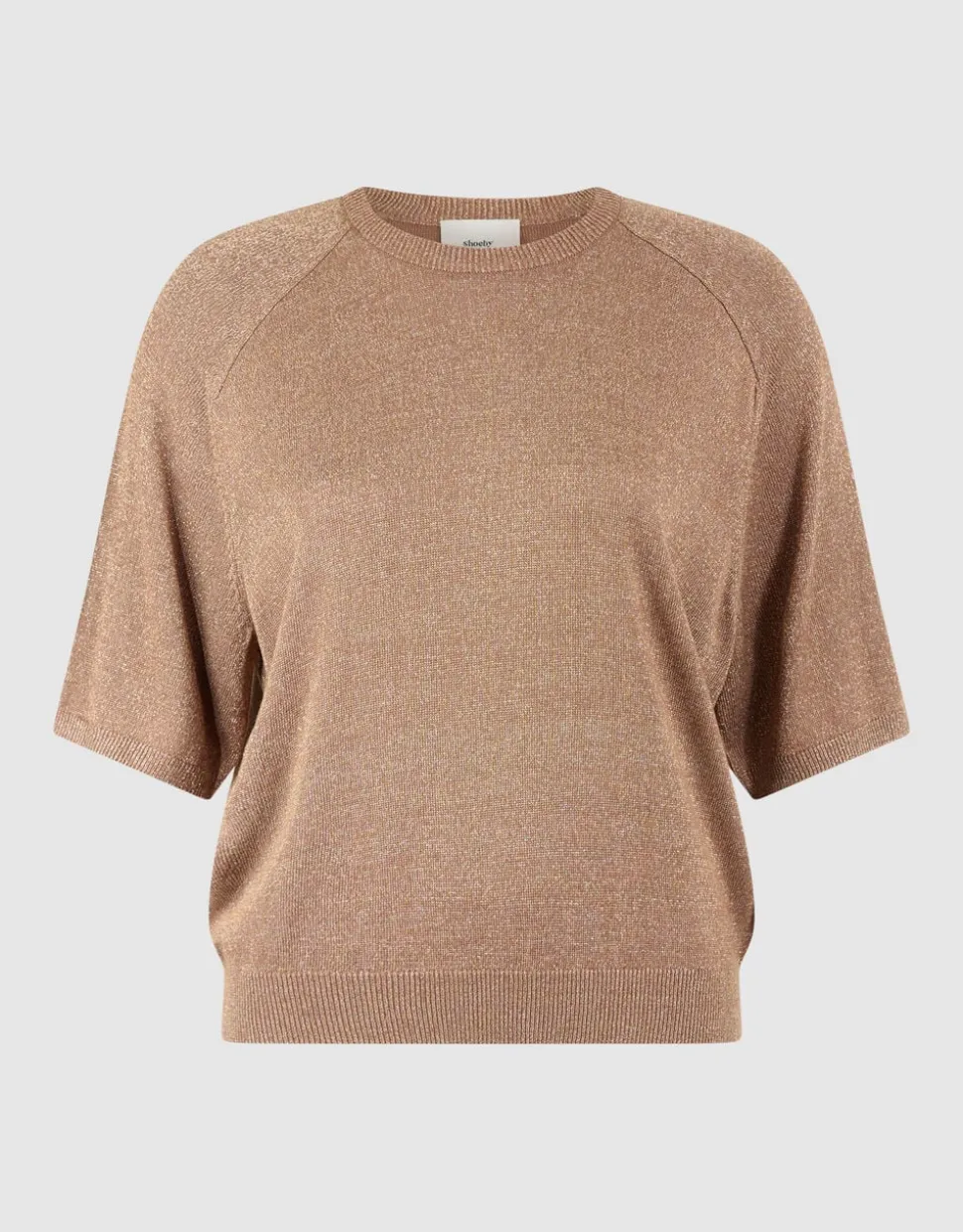 Short Sleeve Glitter Trui Bruin