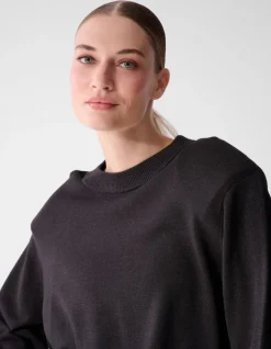 Shoulderpadded Gebreide Trui Donkergrijs