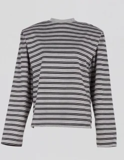 Shoulder Stripe Longsleeve T-shirt Grijs/Zwart